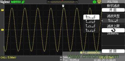 1KHz信號(hào) ，打開數(shù)字濾波，測量值為1KHz